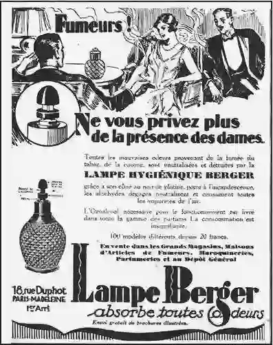 An old poster showing advertisement for Lampe Berger