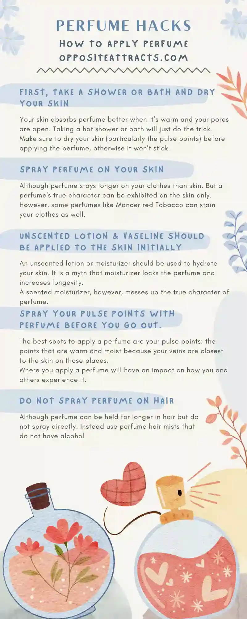 infographic on how to apply perfume in the right way. Tips and tricks are mentioned in the summarized form which are part of this article as well