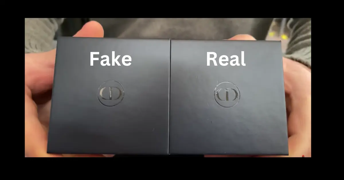 Box top of real and fake Sauvage Elixir is shown in the picture
