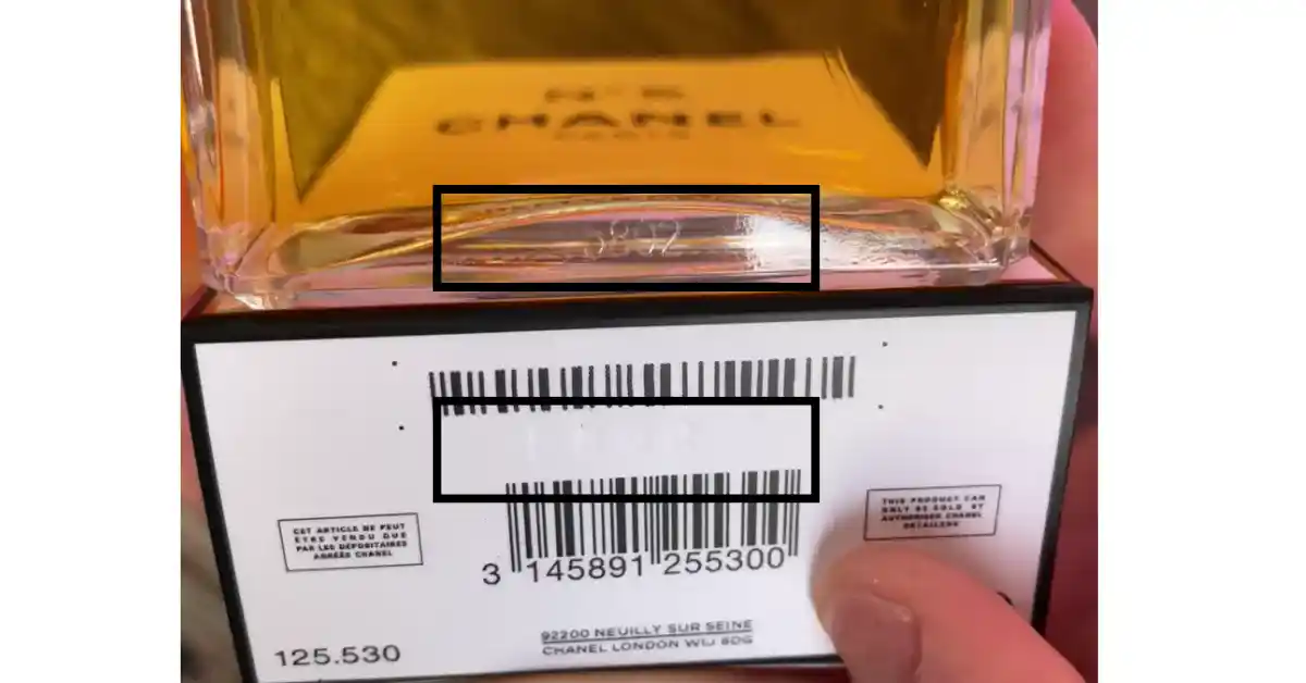 Batch Code is matching on Original Chanel No 5 Box and Bottle as shown in the picture