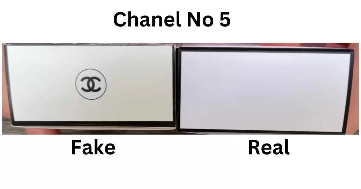Chanel N5 Box Top is shown in the picture during review article of original vs fake perfume