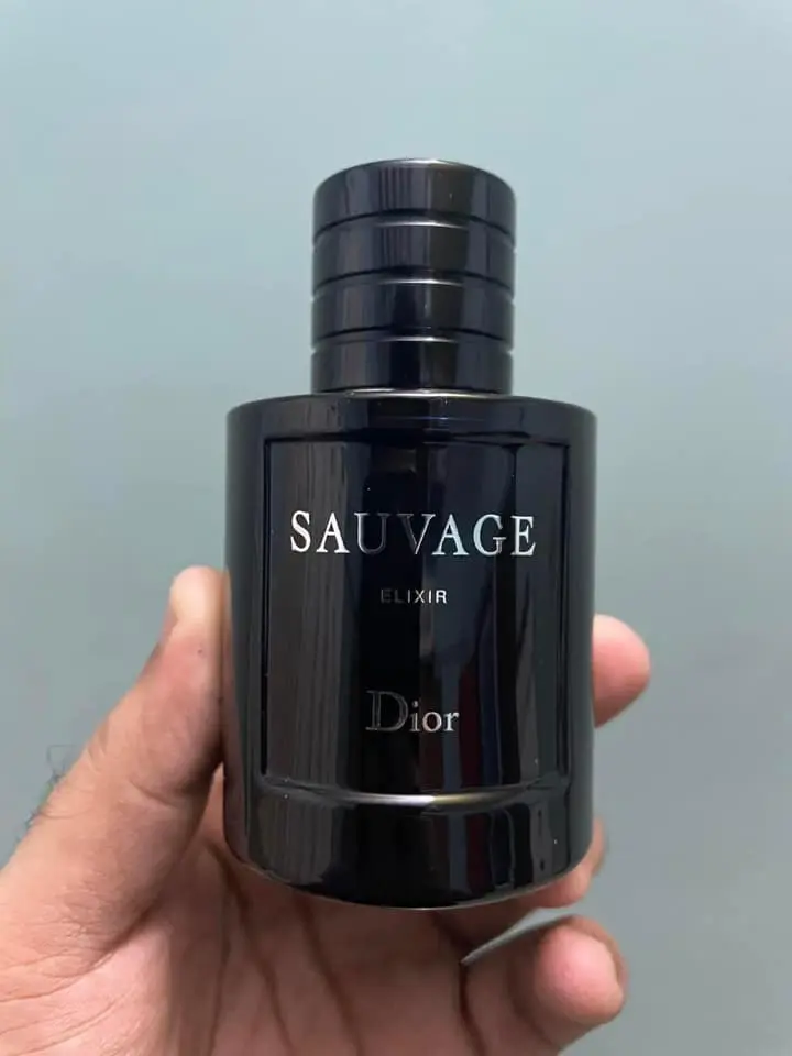 The Sauvage Elixir bottle is shown in the hand during my review of this perfume.