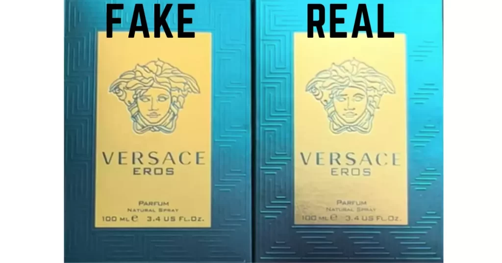Versace eros fake vs real box front picture is shown 