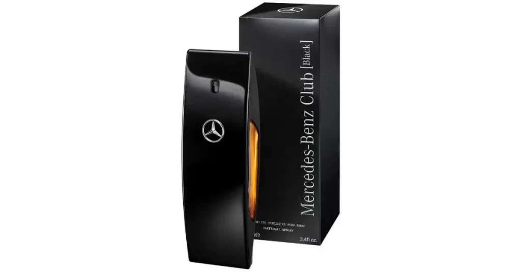 mercedes benz club black bottle and box are shown in the featured image